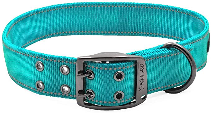 Max and Neo MAX Reflective Metal Buckle Dog Collar - We Donate a Collar to a Dog Rescue for Every Collar Sold
