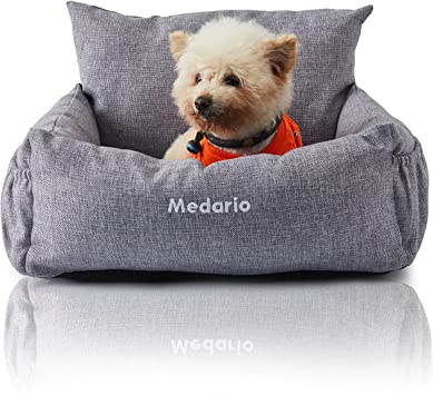 Medario Dog Booster Seat, Portable Dog Car Seat for Small & Medium Dogs or Cats with Clip-on Safety Leash