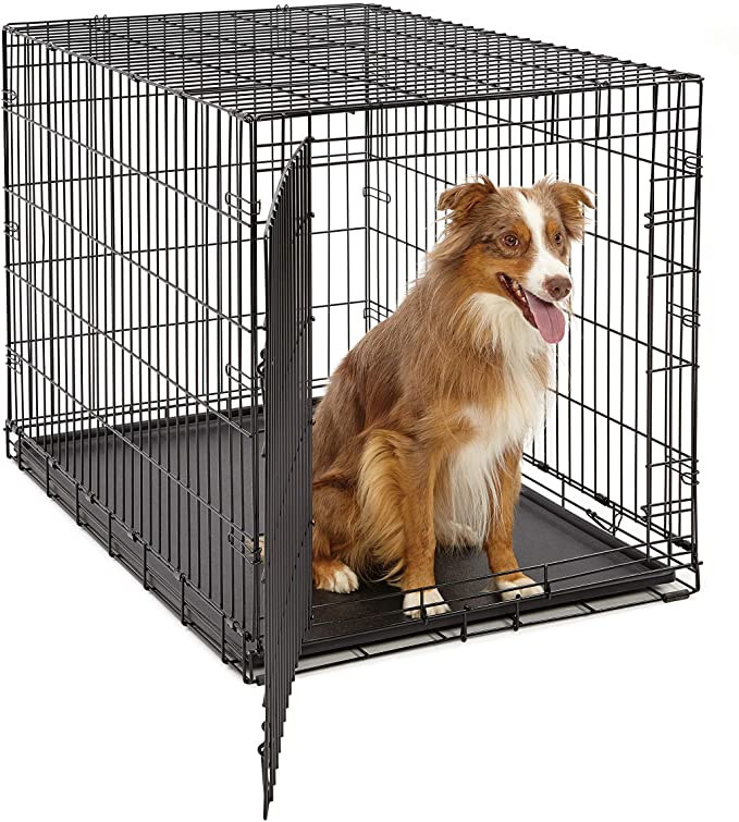 MidWest Homes for Pets Single & Double Door Life Stages Dog Crate, Includes Tray, Ground Protection Roller Feet & Divider Panel