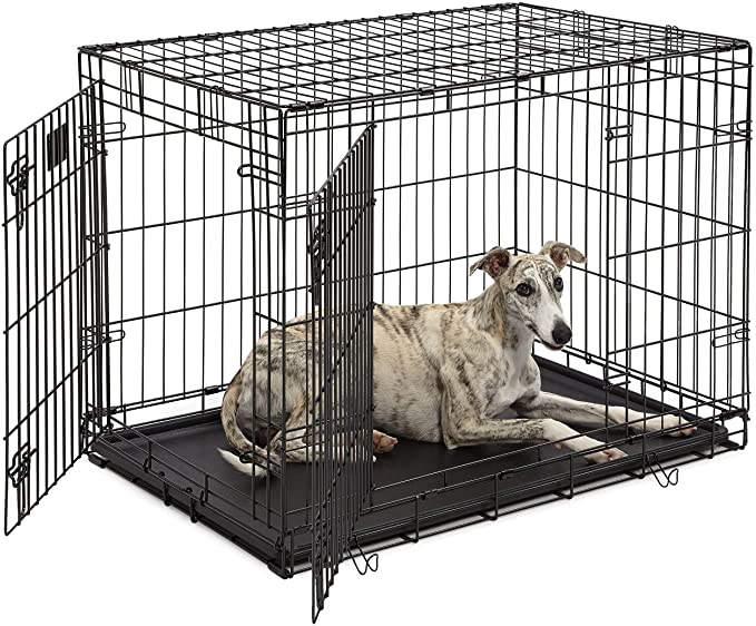 MidWest Homes for Pets Single & Double Door Life Stages Dog Crate, Includes Tray, Ground Protection Roller Feet & Divider Panel