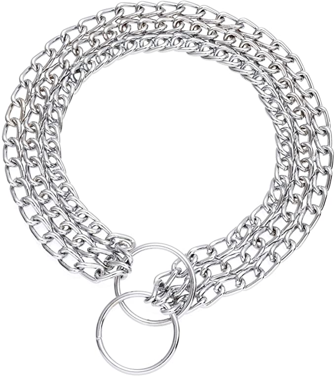 Mile High Life | Dog Training Double Triple Chain Collar | Stainless Steel Slip P Ring