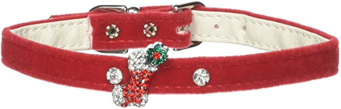 Mirage Pet Products Candy Cane Charm Collar for Dogs, 12-Inch, Red Velvet