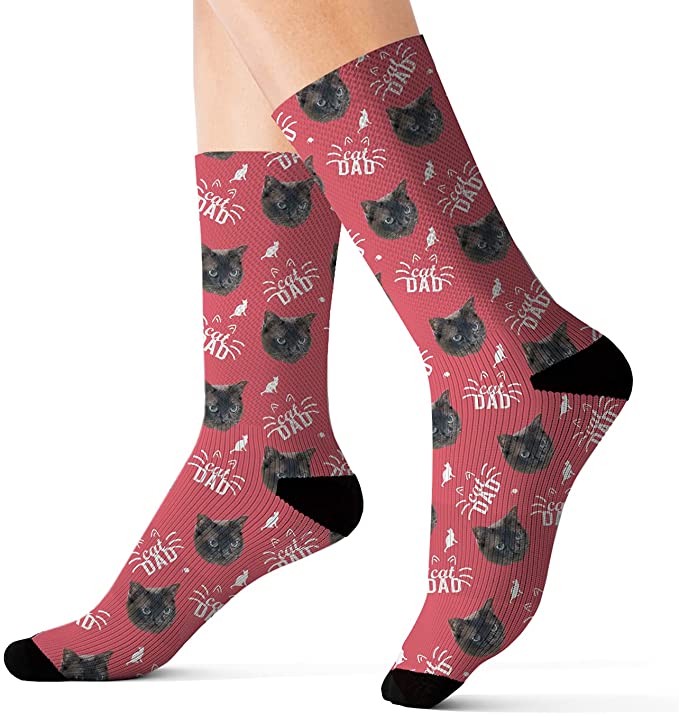 My Pet Selfies Custom Personalized Cat Kitten Socks Gift for Pet Parents " Cat Dad