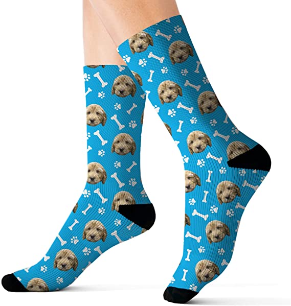 My Pet Selfies Custom Personalized Dog Puppy Socks Gift for Pet Parents " Dog Bone