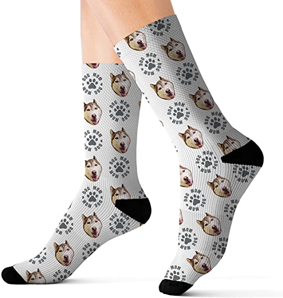 My Pet Selfies Custom Personalized Dog Puppy Socks Gift for Pet Parents " Dog Mom
