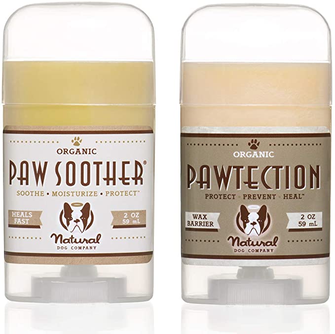Natural Dog Company PAWDICURE Bundle, Paw Soother + PawTection Dog Paw Balms, Protect and Heal Dry, Cracked Dog Paw Pads, Organic, All Natural Ingredients, 2oz Sticks