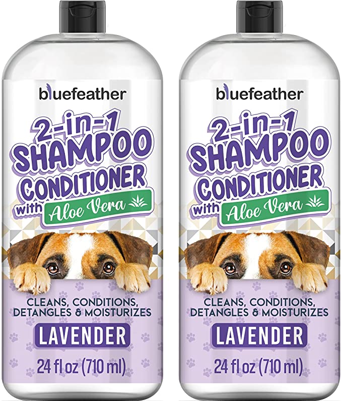 Natural Lavender Oatmeal Dog Shampoo and Conditioner for Dry Itchy Sensitive Skin - Organic Moisturizing Hypoallergenic Allergies Smelly Shampoo Wash for Any Pet Dog Puppy or Cat 24 Fl Oz - Pack of 2