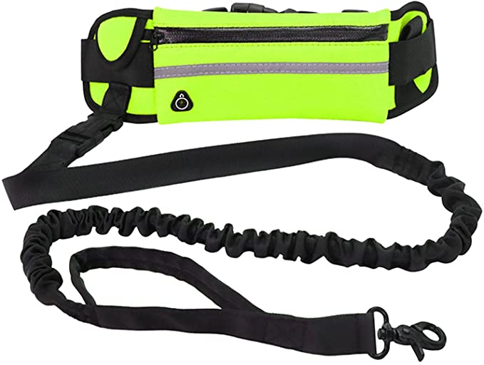NC NC Hands Free Dog Leash for Running Walking Training Hiking Dual-Handle Reflective Adjustable Waist Belt, Shock Absorbing, for Medium to Large Dogs