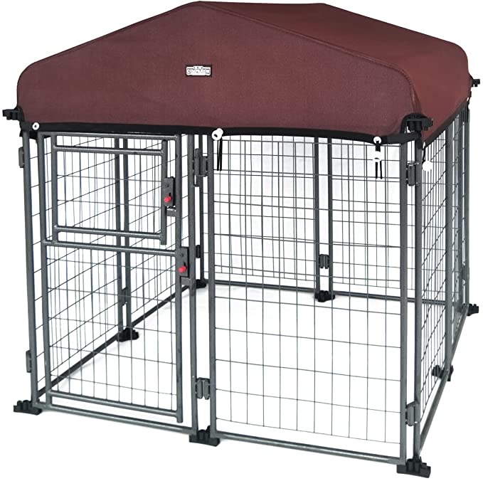 Neocraft My Pet Companion Dog Kennel with Roof Cover (4.5') - Weather Resistant / Covered / Heavy Duty / Outdoor / Winter Welded Wire Pet Kennel for Medium Sized Dogs