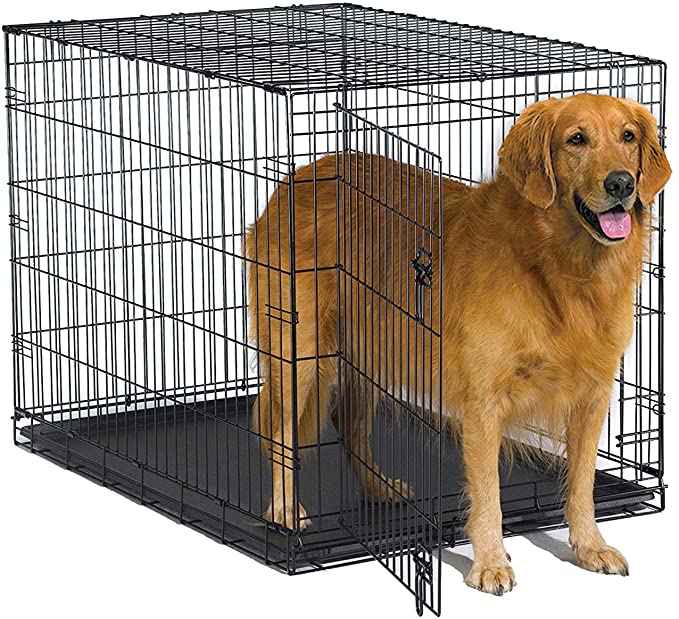 New World Pet Products Folding Metal Dog Crate; Single Door & Double Door Dog Crates - 42 x 28 x 30 inches