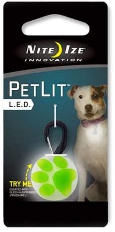 Nite Ize PetLit LED Collar Light Lime Green Paw Stylish Safety w/ Clip (3-Pack)