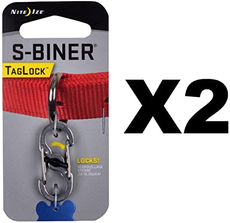 Nite Ize S-Biner TagLock Stainless Steel Locking Biner for Dog Collar (2-Pack)2