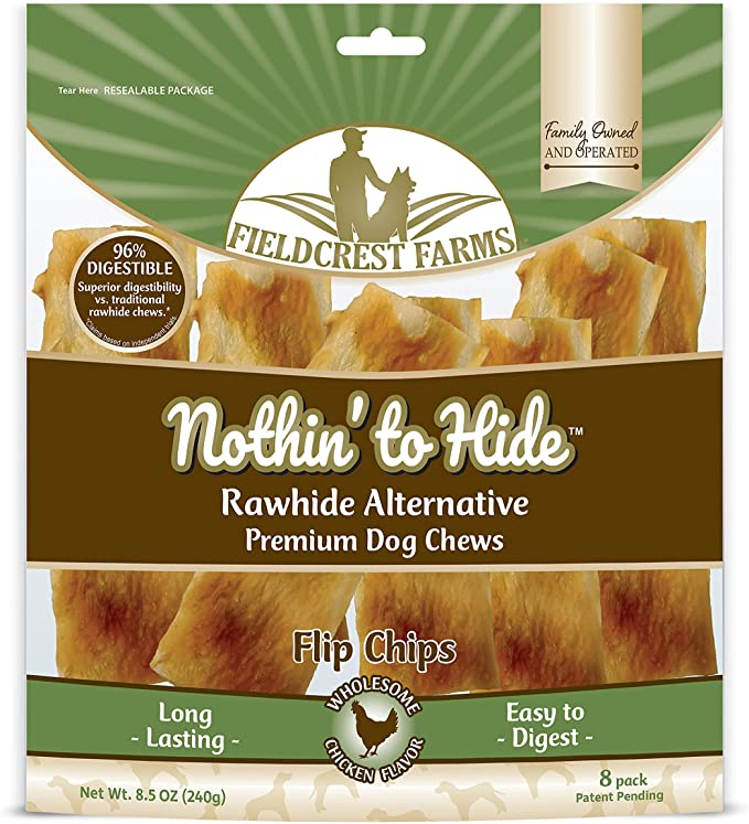 Nothin to Hide Flip Chips Chews for Dogs - All Natural Rawhide Alternative Treats for Dogs, Chicken, Beef or Peanut Butter Flavor Snack for All Breed Dogs - by Fieldcrest Farms