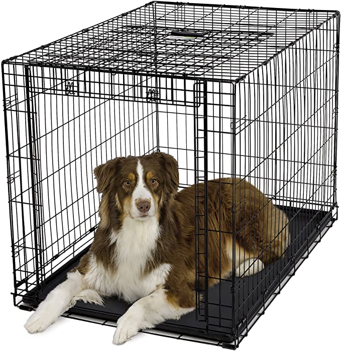 Ovation Folding Dog Crate | Dog Crate Features Space-Saving Overhead ✅Garage” Style Door & Comes Fully Equipped w/ Replacement Tray, Divider Panel & Floor Protecting Roller Feet - 43.5 x 28.5 x 30.5 i