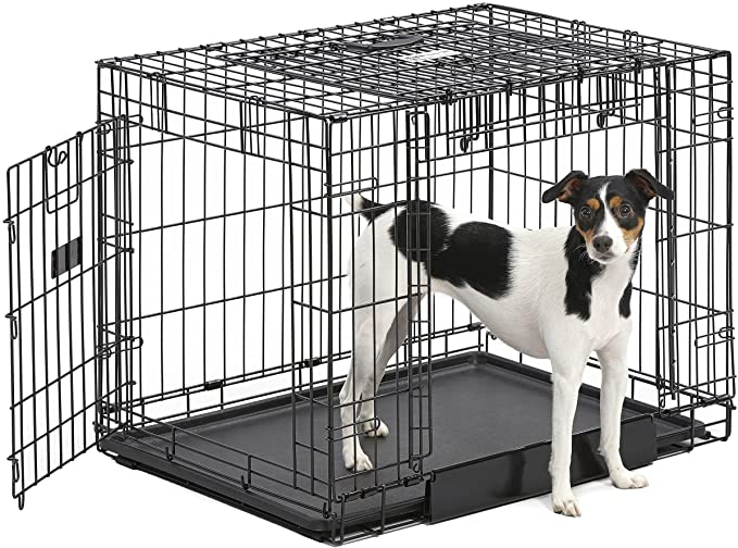 Ovation Folding Dog Crate | Dog Crate Features Space-Saving Overhead ✅Garage” Style Door & Comes Fully Equipped w/ Replacement Tray, Divider Panel & Floor Protecting Roller Feet - 30.75 x 22.25 x 24.1