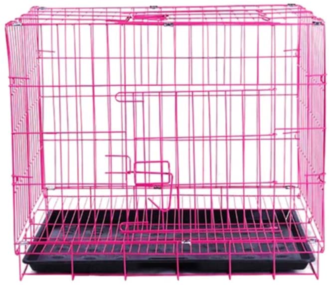 PATKAW 1pcs Pet Folding Crate With Toilet Folding Metal Kennel Dog Cage Dog Cat Cage Rabbit Cage Pet Cage (Pink)