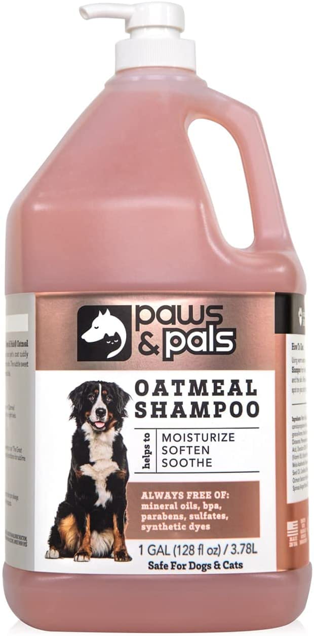 Paws & Pals Dog Shampoo, Conditions, Detangles, Moisturizes, Anti Itch, Odor Control - Made in USA w/Medicated Clinical 5-in-1 Oatmeal Vet Formula - Best for Dog, Cat & Pets w/Dry Itchy Skin