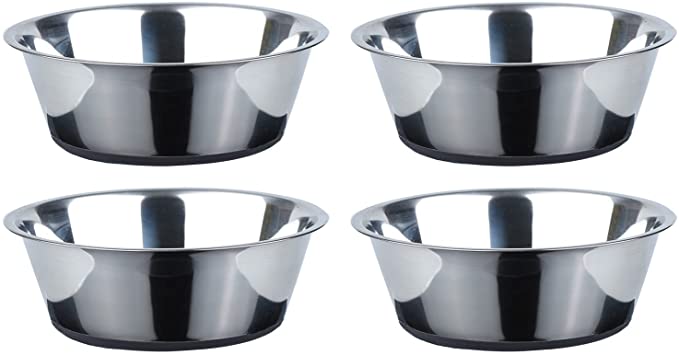 PEGGY11 Deep Stainless Steel Anti-Slip Dog Bowls - 4 Grey