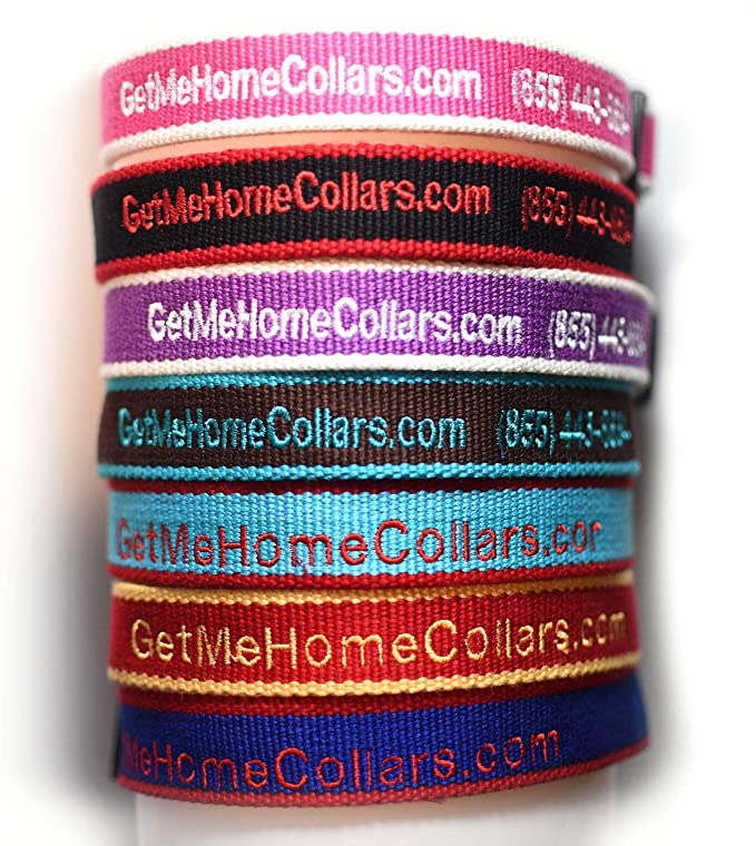 Personalized Pet Collar, Custom Dog Collars Embroidered w/Pet Name & Phone Number - Black & Red, Brown & Blue, Purple & White, Pink & White, Gold & Red, Blue & Red, XSmall, Small, Medium, Large