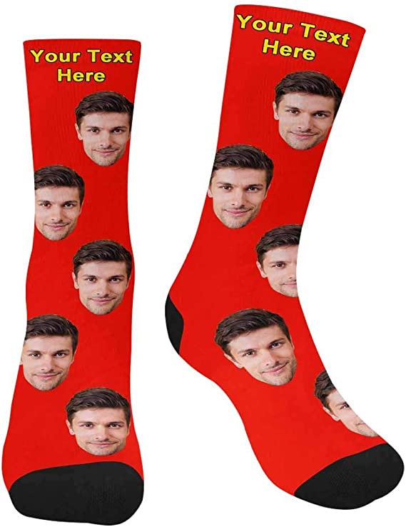 Personalized Socks Custom Puppy Socks Customized Socks With Pictures Novelty Crew Socks for Sister Friend Black Text Socks