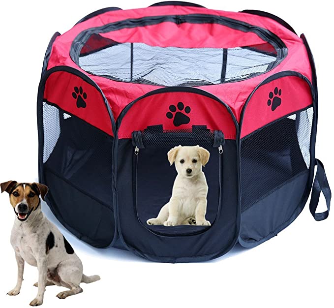 Pet Cat Cage Dog Kennel Puppy Soft Playpen Crate Foldable Octagonal Tent Fence Oxford Cloth Outdoor