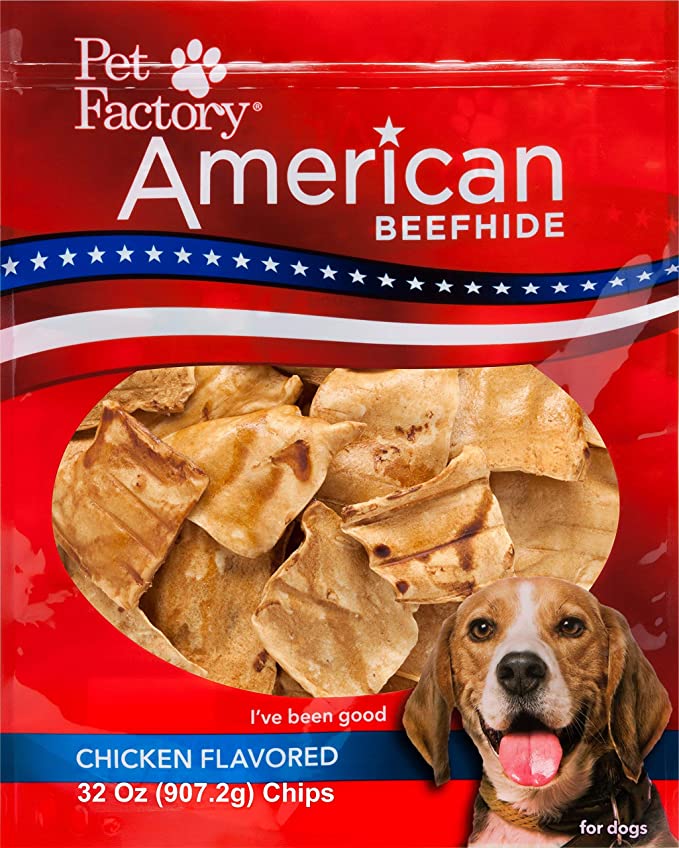 Pet Factory American Beefhide Chews Rawhide Flavor Chips for Dogs - Chicken