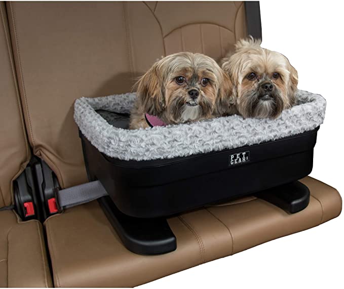 Pet Gear Booster Seat for Dogs/Cats, Removable Washable Comfort Pillow + Liner, Safety Tethers Included, Installs in Seconds, No Tools Required, Black/Fog, 20"