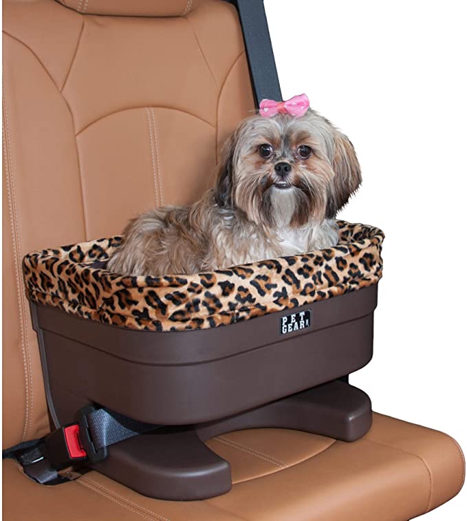 Pet Gear Booster Seat for Dogs/Cats, Removable Washable Comfort Pillow + Liner, Safety Tethers Included, Installs in Seconds, No Tools Required, Chocolate/Jaguar, 16"