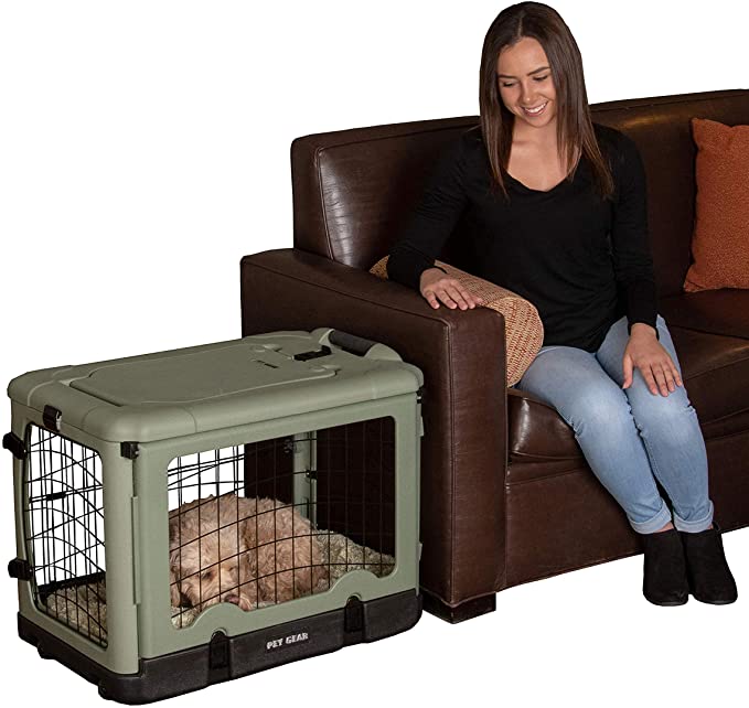 Pet Gear ✅The Other Door” 4 Door Steel Crate with Plush Bed + Travel Bag for Cats/Dogs