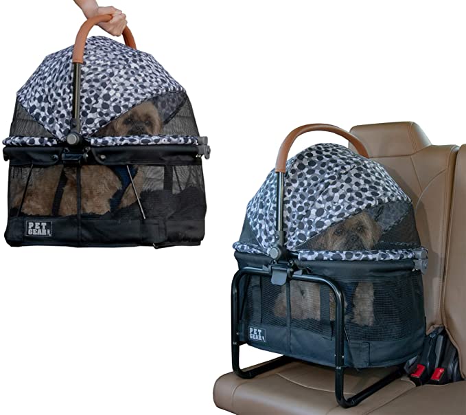 Pet Gear View 360 Pet Carrier & Car Seat with Booster Seat Frame for Small Dogs & Cats with Mesh Ventilation for Easy Viewing, Grey Animal (PG1140NZGA)