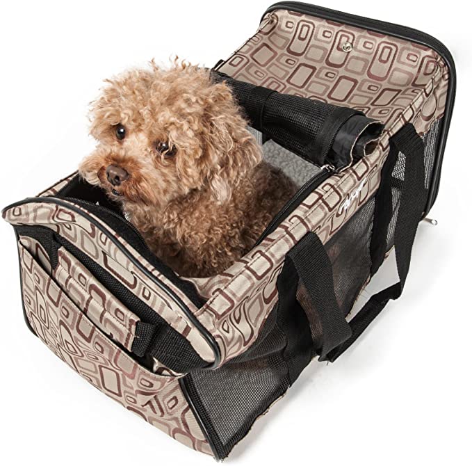 PET LIFE Airline Approved Ultra-Comfort Designer Collapsible Travel Fashion Pet Dog Carrier