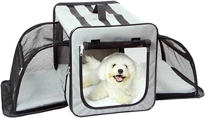 Pet Life H5GYLG Capacious Spacious Travel Pet Dog Crate Carrier, Large, Grey