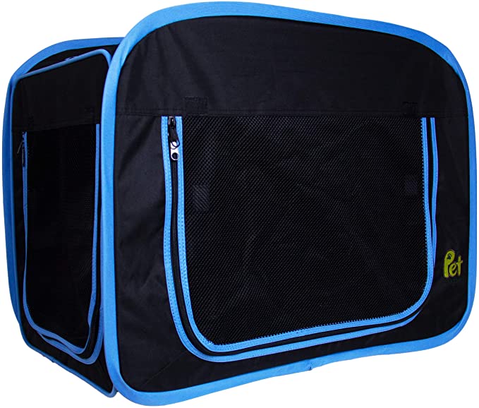 Pet Magasin Foldable Cat Travelling Crate - Soft Sided, Waterproof & Durable with Multiple Mesh Windows & Doors for Cat