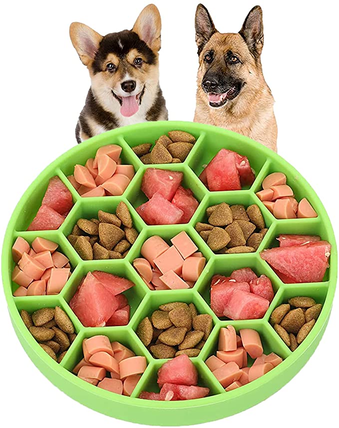 Pet Slow Food Bowl Anti-choke Bowl for Dogs Anti-slip Dog Bowl Silicone Suction Cup Honeycomb Slow Food Bowl for Large Medium Dogs