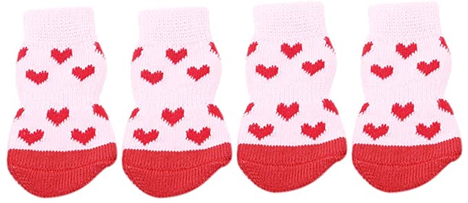 Pet Socks Pet Non Slip Socks Cotton Cute Socks for Dog and Cat Winter Warm Paw Protector Foot Cover Pet Shoes,Pink,L Cost-Effective and Durable