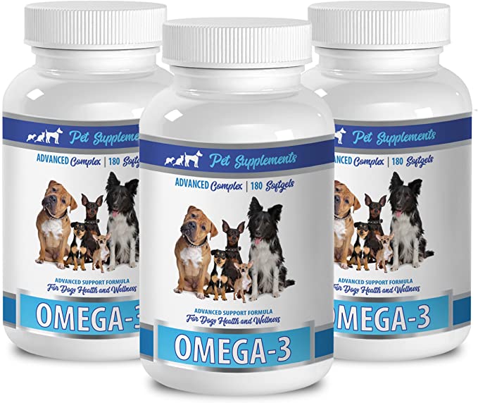 PET SUPPLEMENTS & NUTRITION LLC Skin and Coat Wet Dog Food - Dog Omega 3 Essential Fatty ACIDS - Advanced Formula - Hair and Coat Health - Natural - Dog Anti inflammatory - 3 Bottles (540 Softgels)
