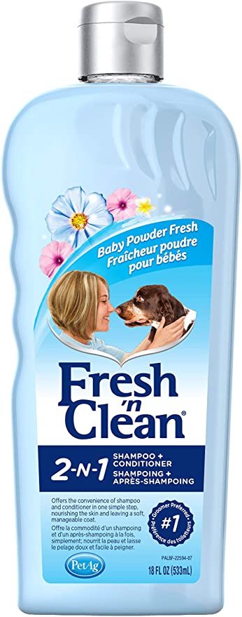 PetAg Fresh 'n Clean 2-in-1 Oatmeal & Baking Soda Formula Pet Shampoo and Conditioner - Protein Infused Conditioning Shampoo - 18 Fl Oz