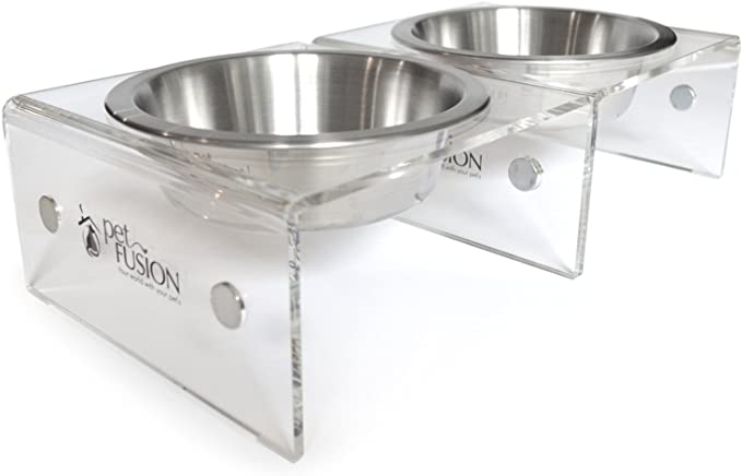 PetFusion Elevated Dog Bowls, Cat Bowls | Innovative Raised Pet Feeder with Embedded Magnets, Attach, Detach, Add On, Mix & Match | Short 4" & Tall 9" Elevated Feeder, Singles or Pairs | 12 Month Warr