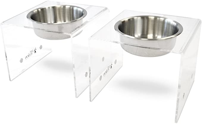 PetFusion Elevated Dog Bowls, Cat Bowls | Innovative Raised Pet Feeder with Embedded Magnets, Attach, Detach, Add On, Mix & Match | Short 4" & Tall 9" Elevated Feeder, Singles or Pairs | 12 Month Warr