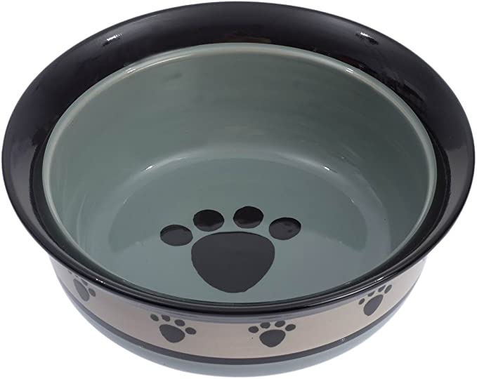 PetRageous 44249 Metro Dishwasher and Microwave Safe Dog Bowl 8-Inch Diameter, 4-Cup Capacity For Medium and Large Dogs and Cats of All Sizes, Black, 3.25 Inch (Pack of 4)