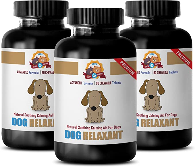 PETS HEALTH SOLUTION Dog Calming Chews - Dog Stress Reliever - Dog Relaxant - Passion Flower for Dogs - 270 Tablets (3 Bottles)