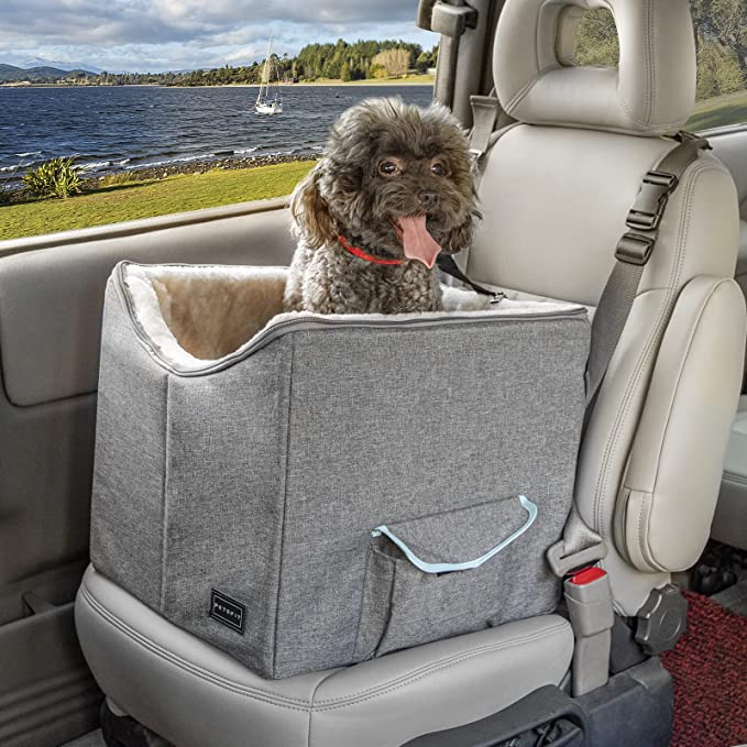 Petsfit Dog Car Seat, Pet Travel Car Booster Seat with Safety Belt - 15 x 16 x 14 inches