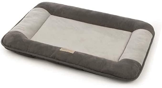 PoochPlanet Crate Oasis Crate Mat, Dog Bed, Cushioned, Durable Plush, Soft, with Foam Layer, for Crate and Kennel, 2-Tone Gray, Large (25x37)