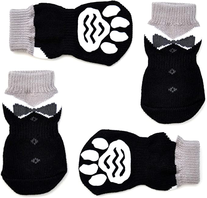 Posch Anti-Slip Knit Socks for pets with Traction Soles for Indoor Wear, Slip On Paw Protectors