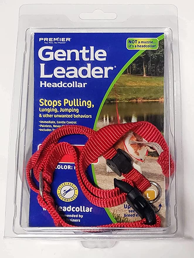 Premier Gentle Leader Head Dog Collar (Red/Small). Harness, Straps, Nylon, Leash