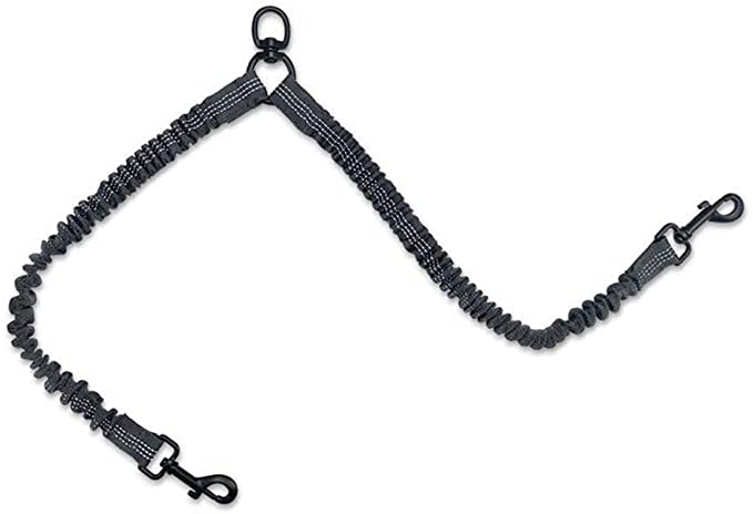 Retractable Hand Free Dog Cat Absorbing Bungee for Running Walking Training Traction Rope Reflective Dog Leash Waist Belt Double-Headed(Dark Gray)