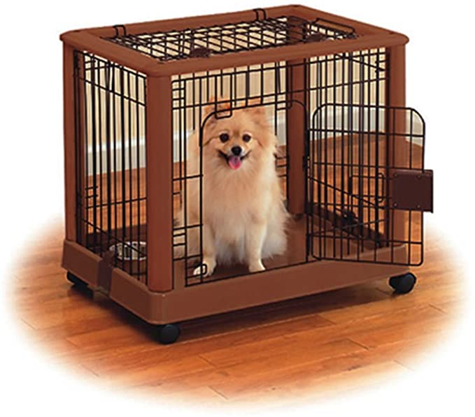 Richell Hardwood Mobile Pet Crate Size: Small