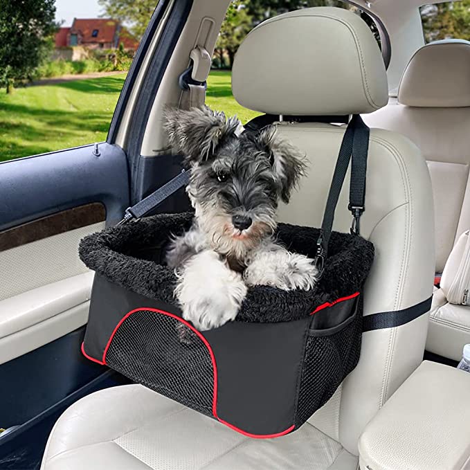 ROODO Dog/Cat Booster Seat for Car from/Back Seat Height Adjustable Perfect for Small and Medium Pets Up to 22Lbs Reinforced Dog Car Booster Seat Harness with Seat Belt