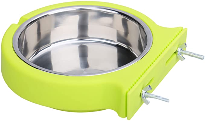 RUBYHOME Dog Bowl Feeder Pet Puppy Food Water Bowl, 2-in-1 Plastic Bowl & Stainless Steel Bowl, Removable Hanging Cat Rabbit Bird Food Basin Dish Perfect for Crates & Cages