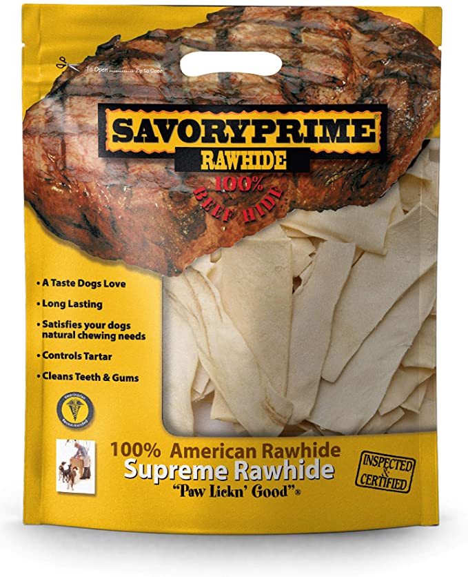 Savory Prime 100% American Beef Rawhide Chips, All-Natural Treat W/ No Preservatives